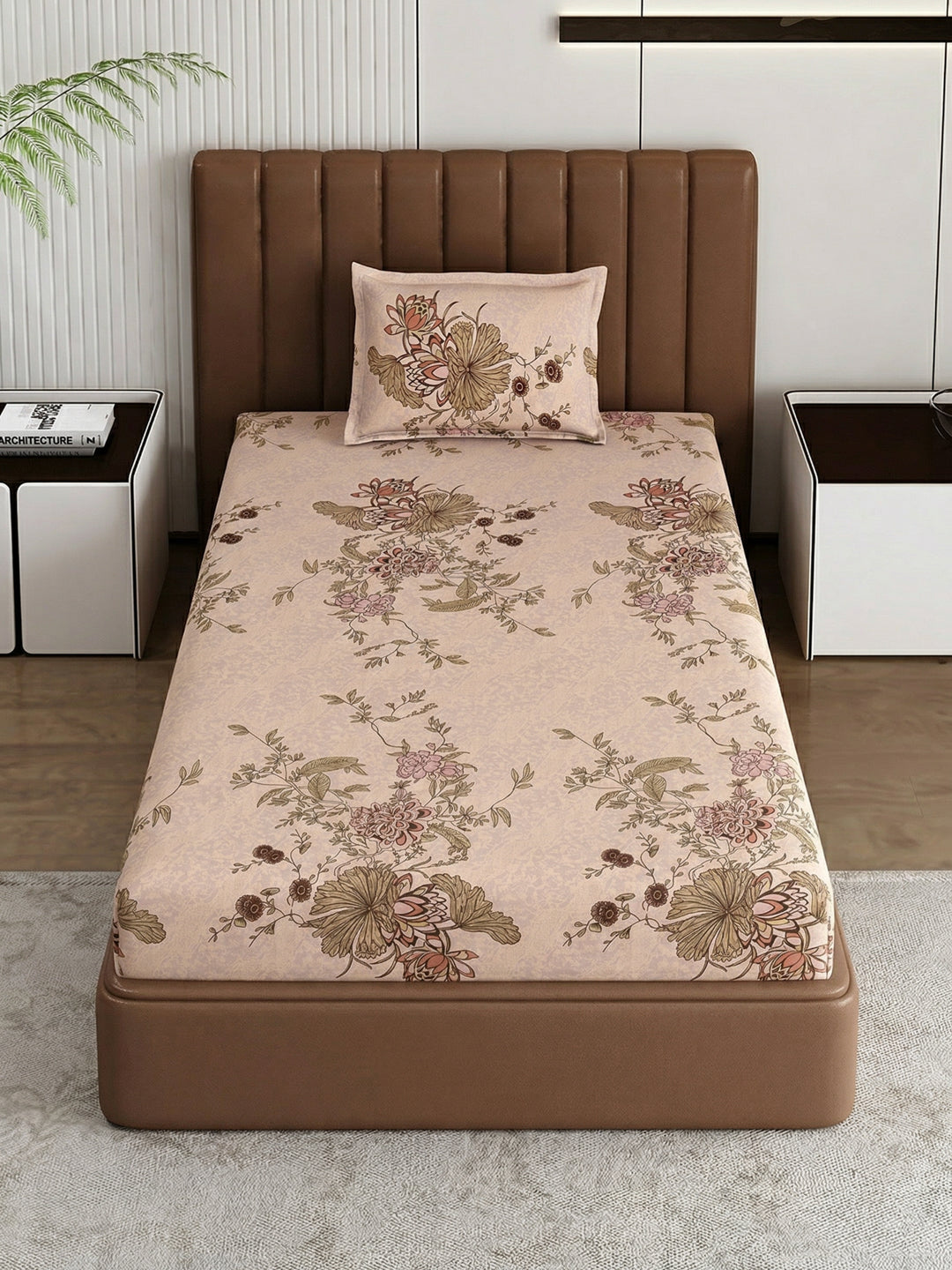 130 GSM Polyester Single Bed Bedsheet with 1 Pillow Cover Decoy Collection