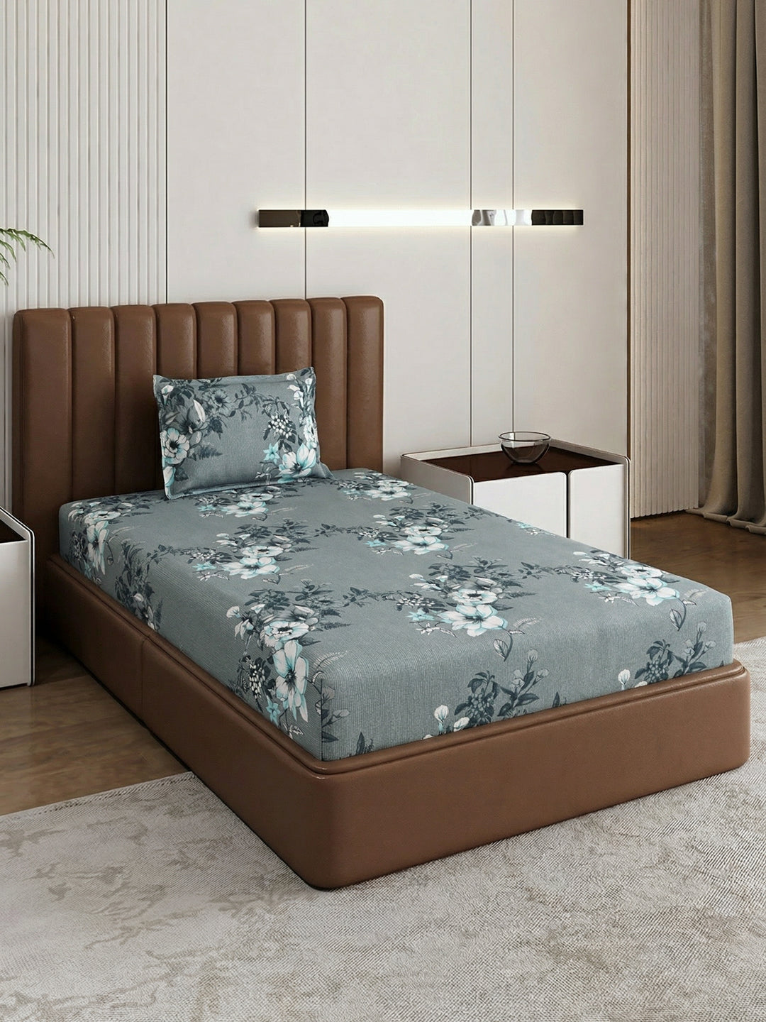 130 GSM Polyester Single Bed Bedsheet with 1 Pillow Cover Decoy Collection