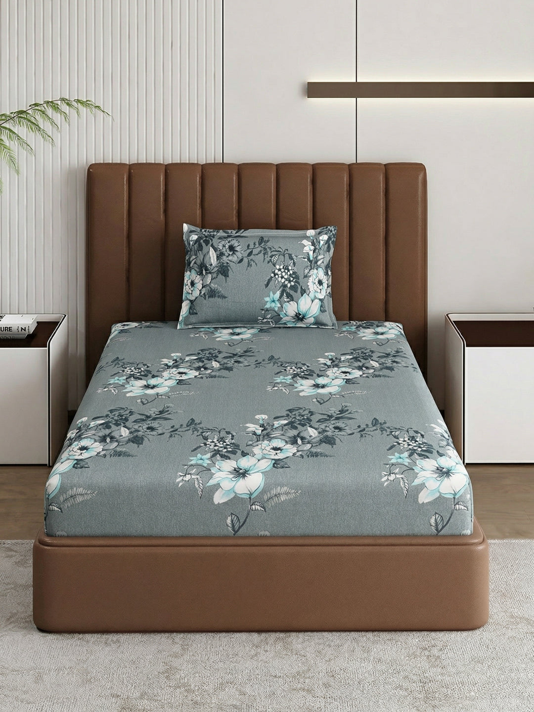 130 GSM Polyester Single Bed Bedsheet with 1 Pillow Cover Decoy Collection
