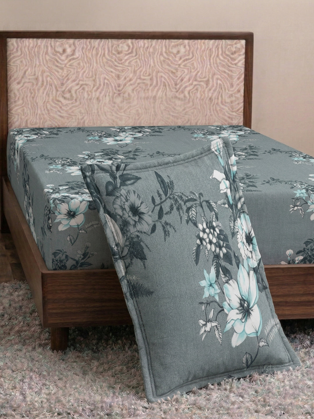 130 GSM Polyester Single Bed Bedsheet with 1 Pillow Cover Decoy Collection