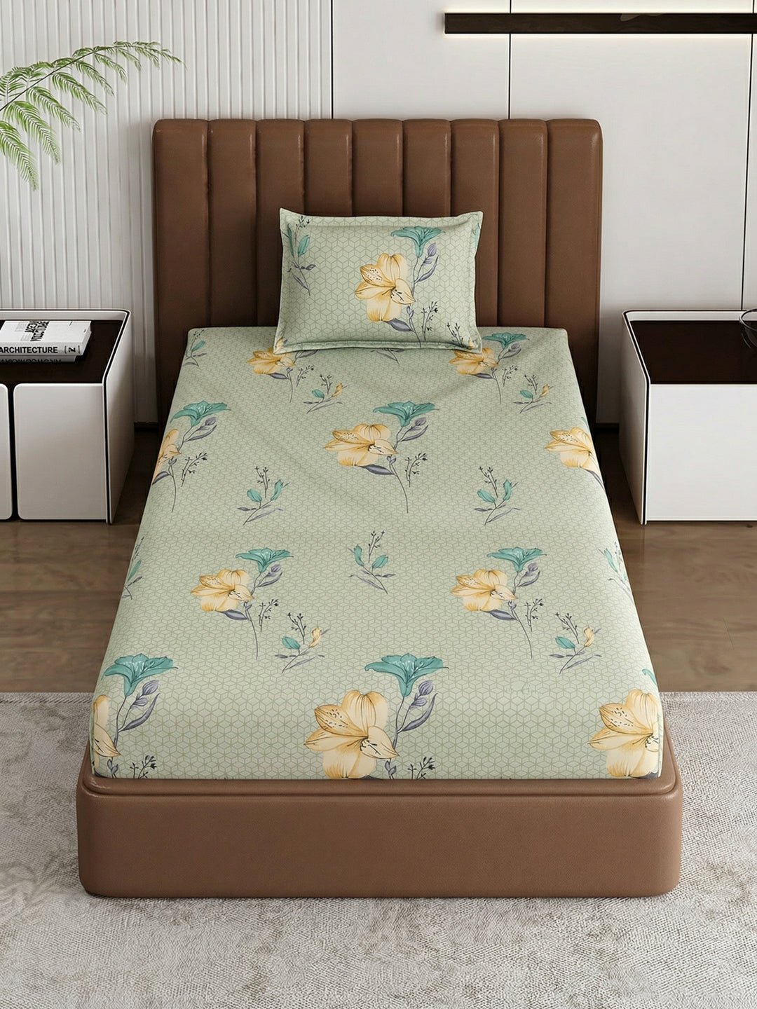 130 GSM Polyester Single Bed Bedsheet with 1 Pillow Cover Decoy Collection