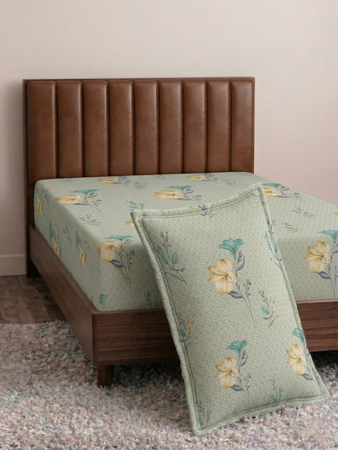 130 GSM Polyester Single Bed Bedsheet with 1 Pillow Cover Decoy Collection