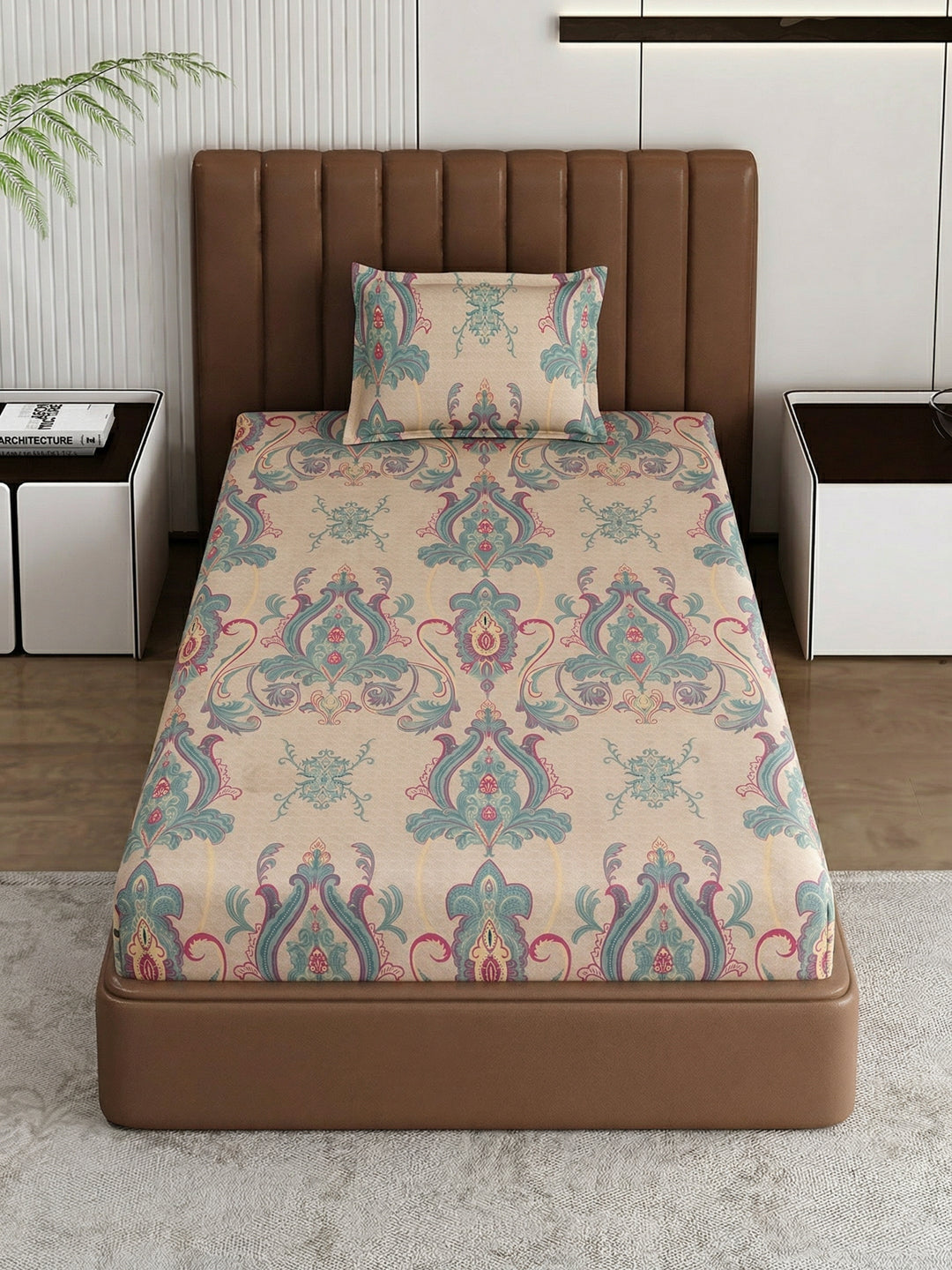 130 GSM Polyester Single Bed Bedsheet with 1 Pillow Cover Decoy Collection
