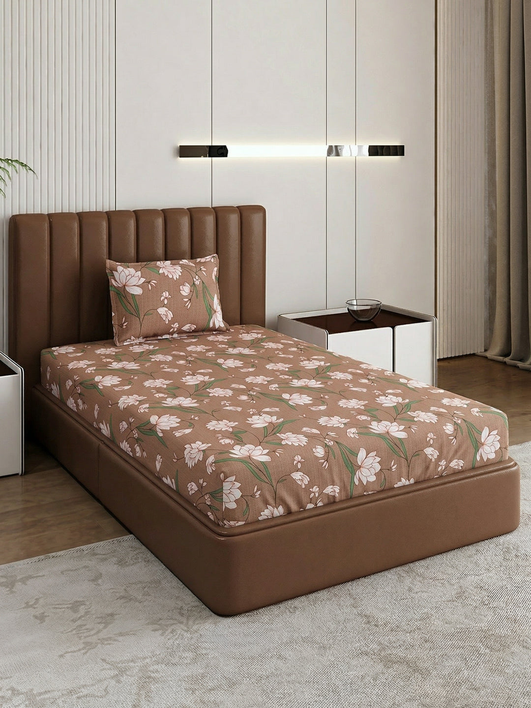 130 GSM Polyester Single Bed Bedsheet with 1 Pillow Cover Decoy Collection
