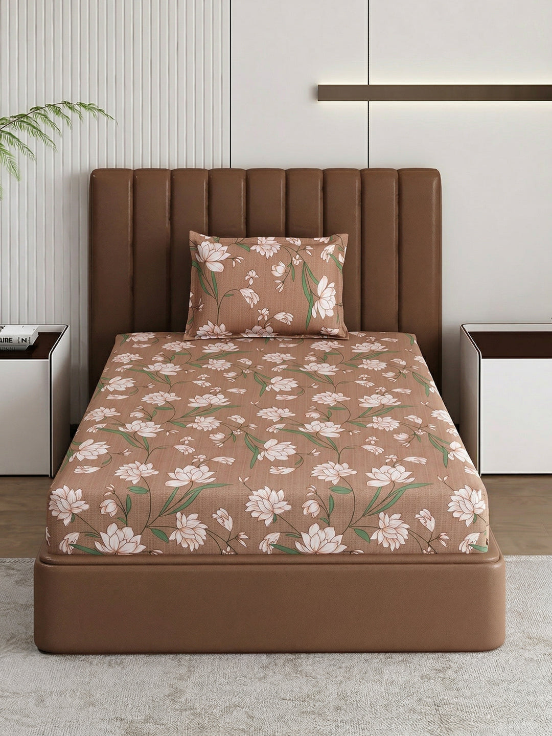 130 GSM Polyester Single Bed Bedsheet with 1 Pillow Cover Decoy Collection
