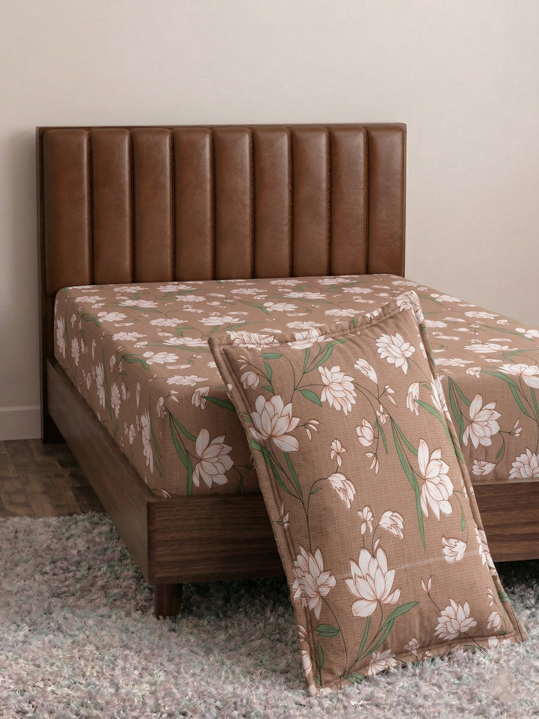 130 GSM Polyester Single Bed Bedsheet with 1 Pillow Cover Decoy Collection