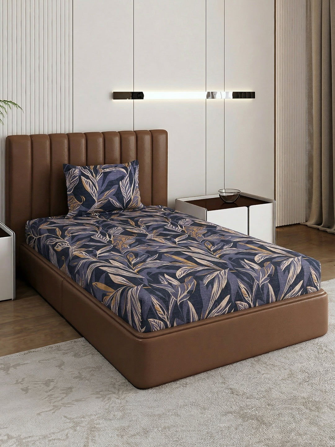 130 GSM Polyester Single Bed Bedsheet with 1 Pillow Cover Decoy Collection