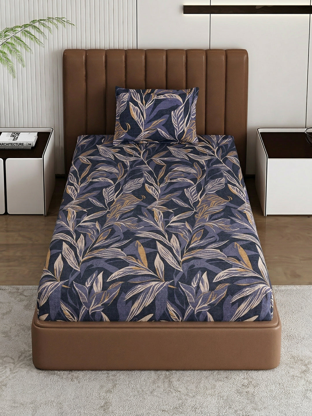 130 GSM Polyester Single Bed Bedsheet with 1 Pillow Cover Decoy Collection
