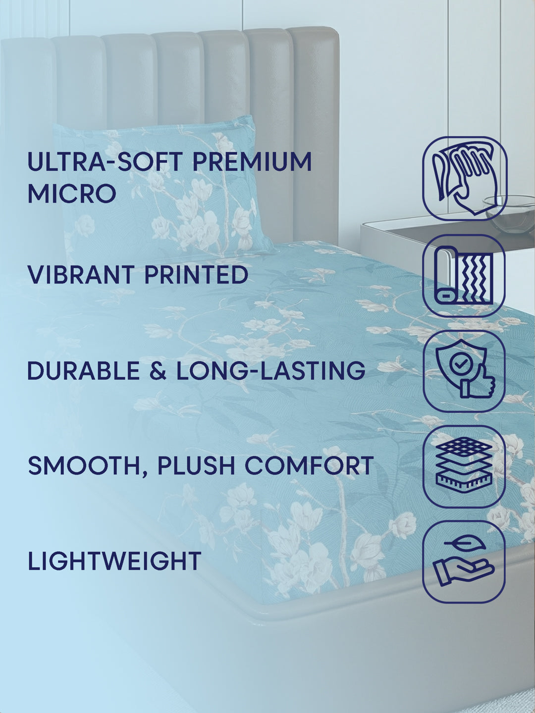 130 GSM Polyester Single Bed Bedsheet with 1 Pillow Cover Decoy Collection