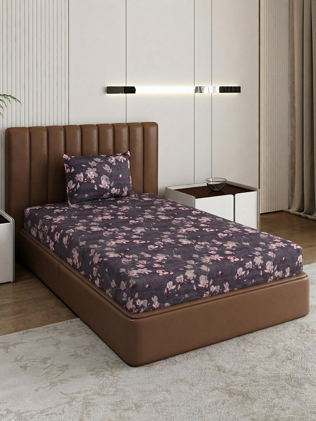 130 GSM Polyester Single Bed Bedsheet with 1 Pillow Cover Decoy Collection