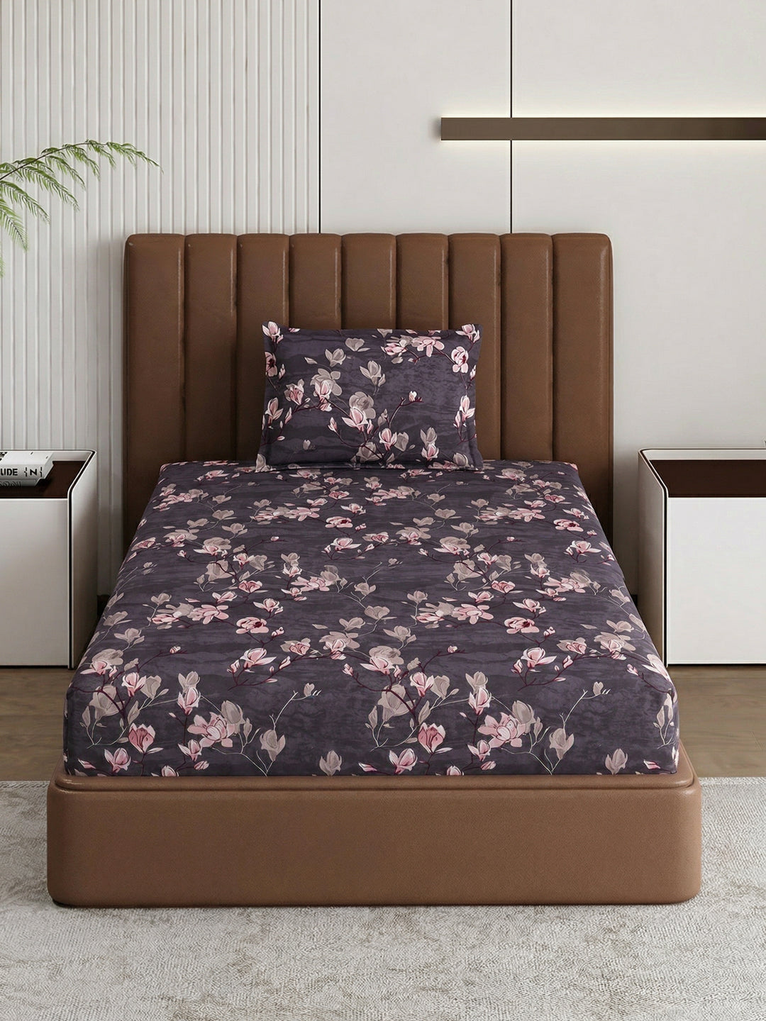 130 GSM Polyester Single Bed Bedsheet with 1 Pillow Cover Decoy Collection