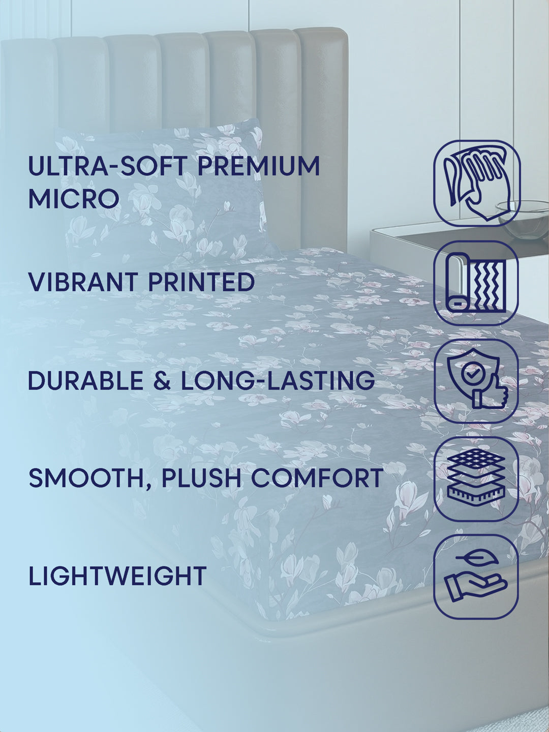 130 GSM Polyester Single Bed Bedsheet with 1 Pillow Cover Decoy Collection