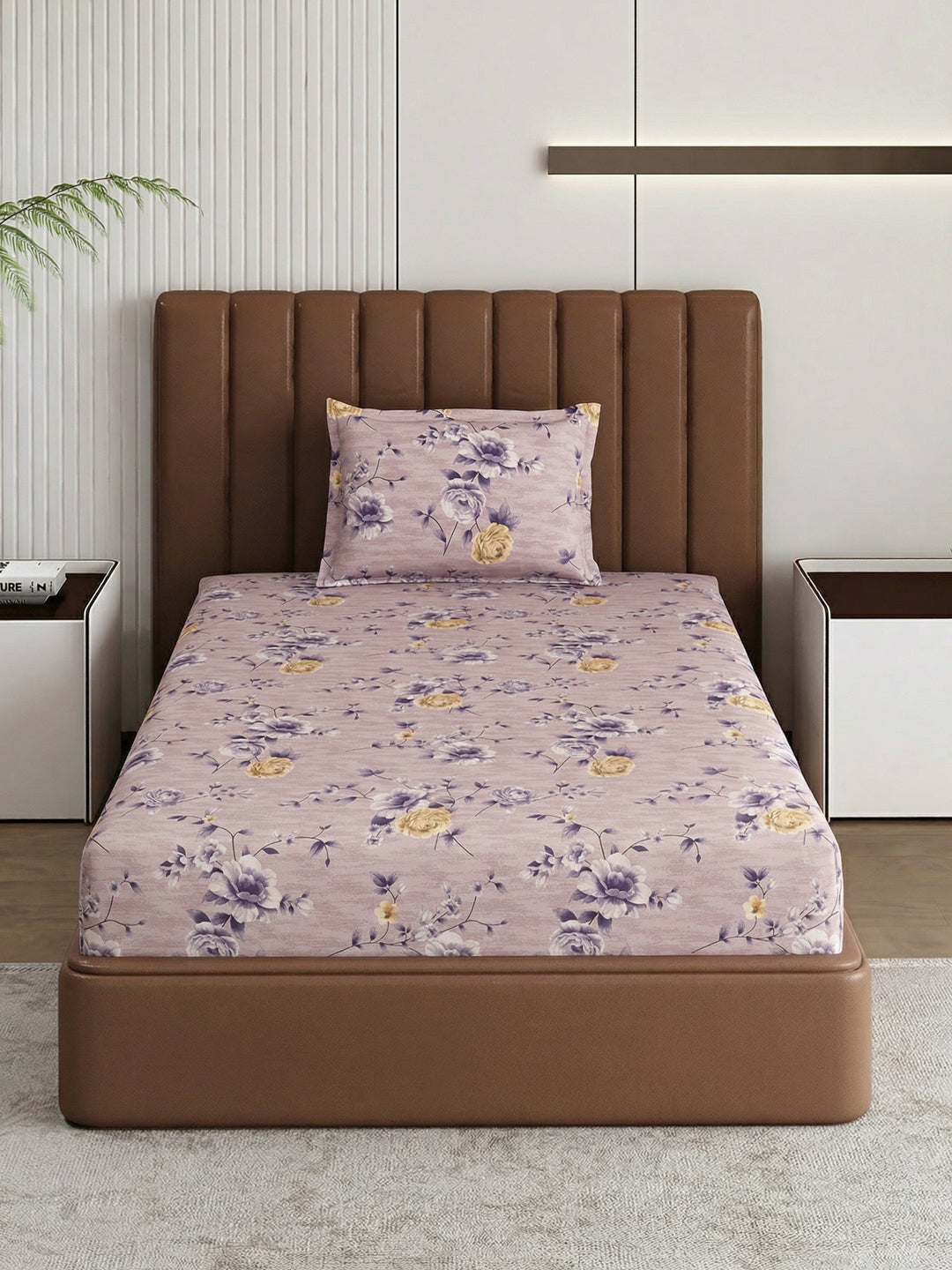 130 GSM Polyester Single Bed Bedsheet with 1 Pillow Cover Decoy Collection