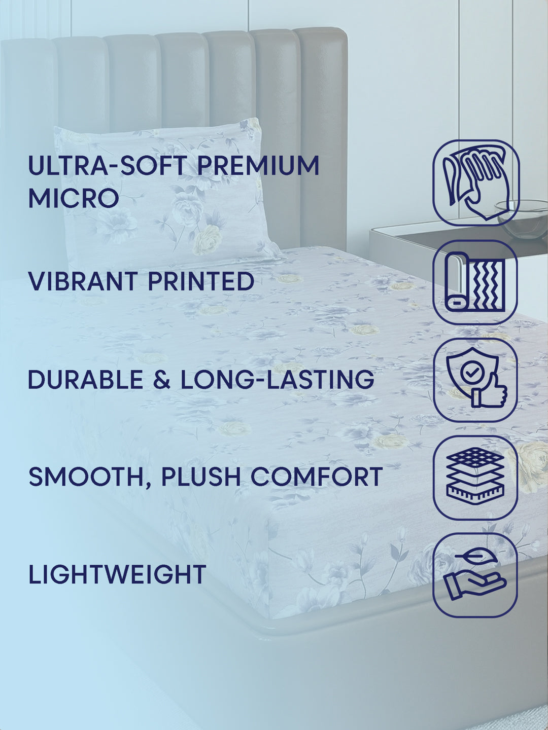130 GSM Polyester Single Bed Bedsheet with 1 Pillow Cover Decoy Collection