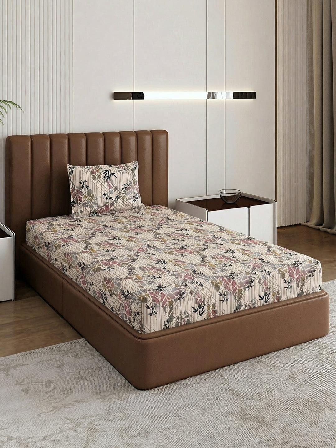 130 GSM Polyester Single Bed Bedsheet with 1 Pillow Cover Decoy Collection