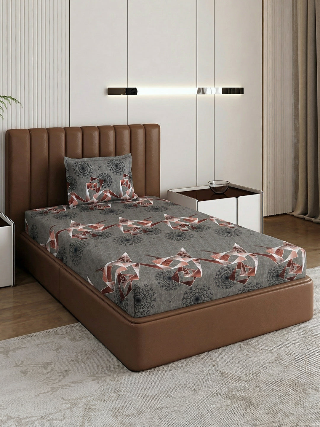 130 GSM Polyester Single Bed Bedsheet with 1 Pillow Cover Decoy Collection