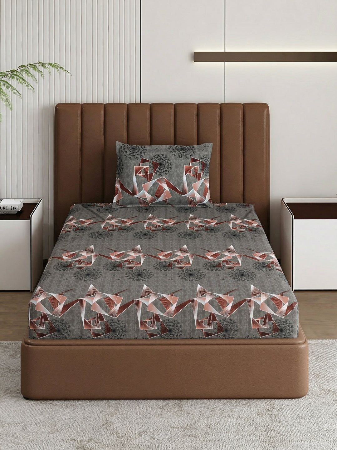 130 GSM Polyester Single Bed Bedsheet with 1 Pillow Cover Decoy Collection