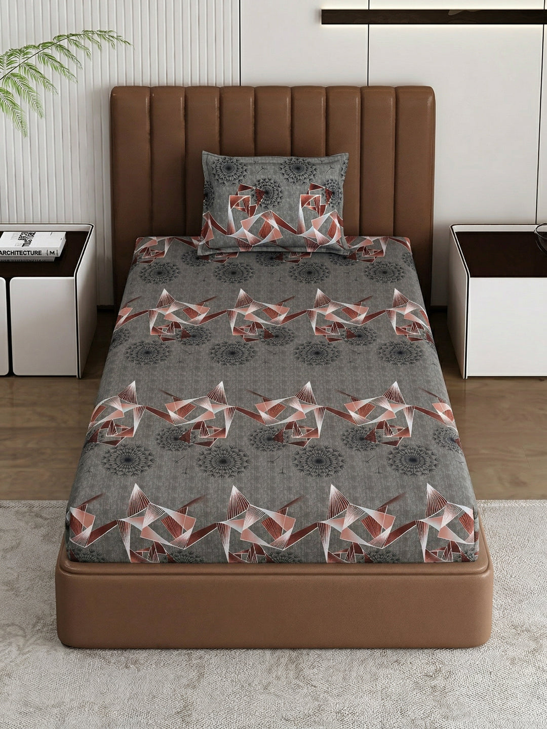 130 GSM Polyester Single Bed Bedsheet with 1 Pillow Cover Decoy Collection