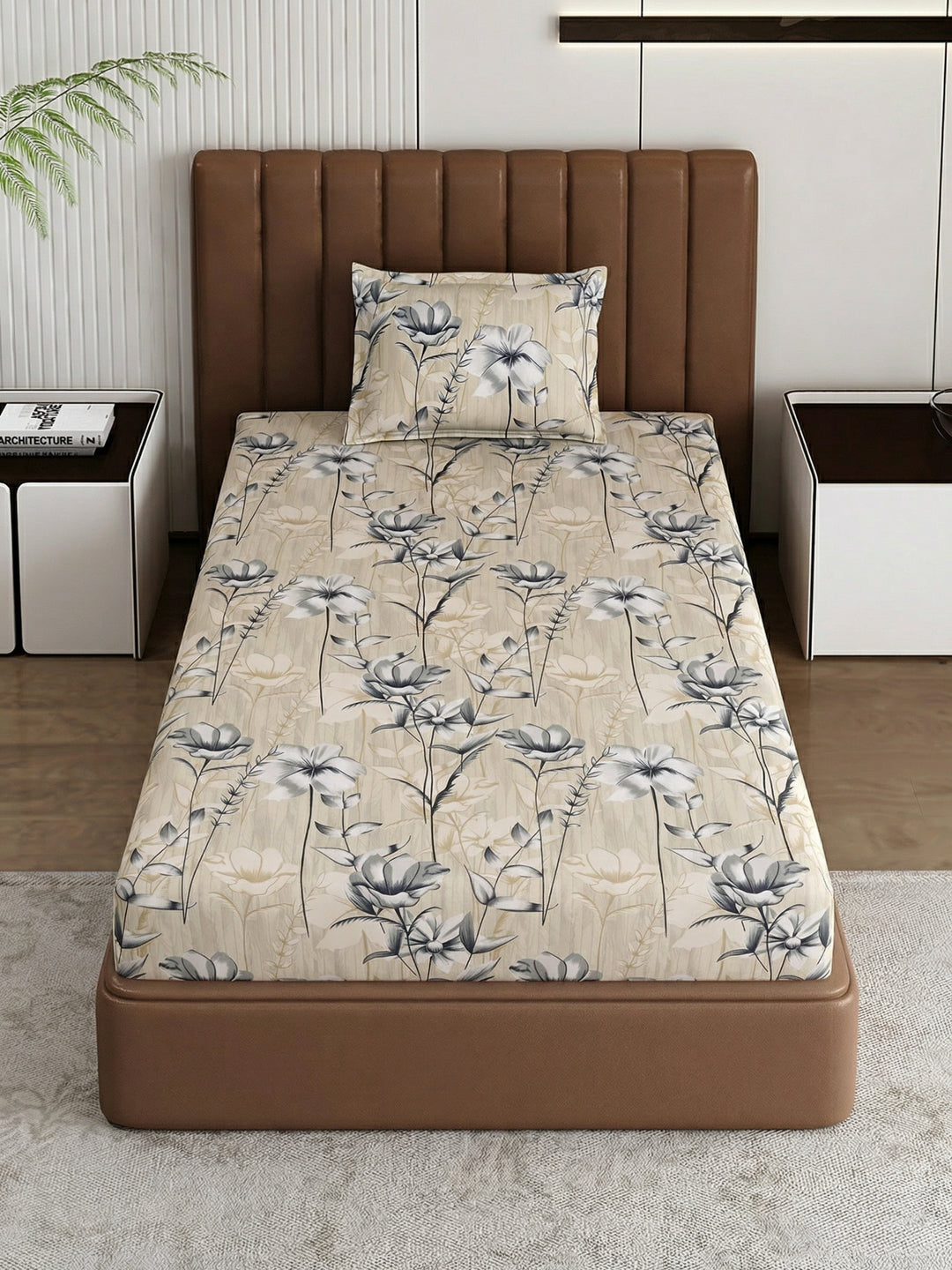 130 GSM Polyester Single Bed Bedsheet with 1 Pillow Cover Decoy Collection