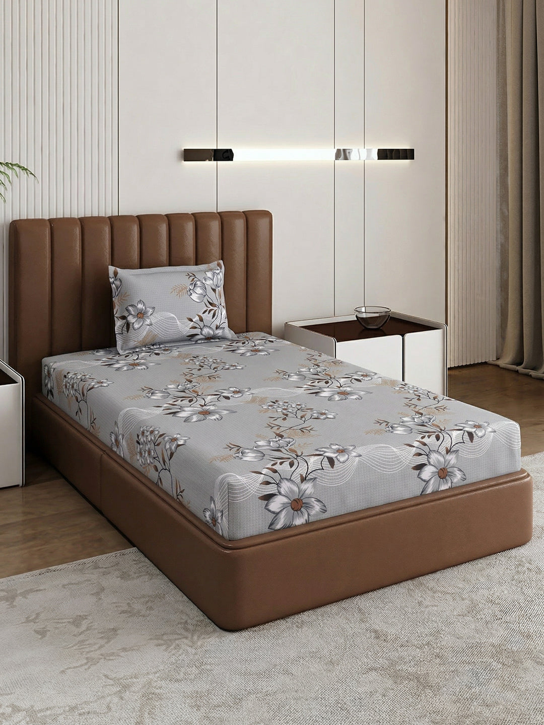 130 GSM Polyester Single Bed Bedsheet with 1 Pillow Cover Decoy Collection