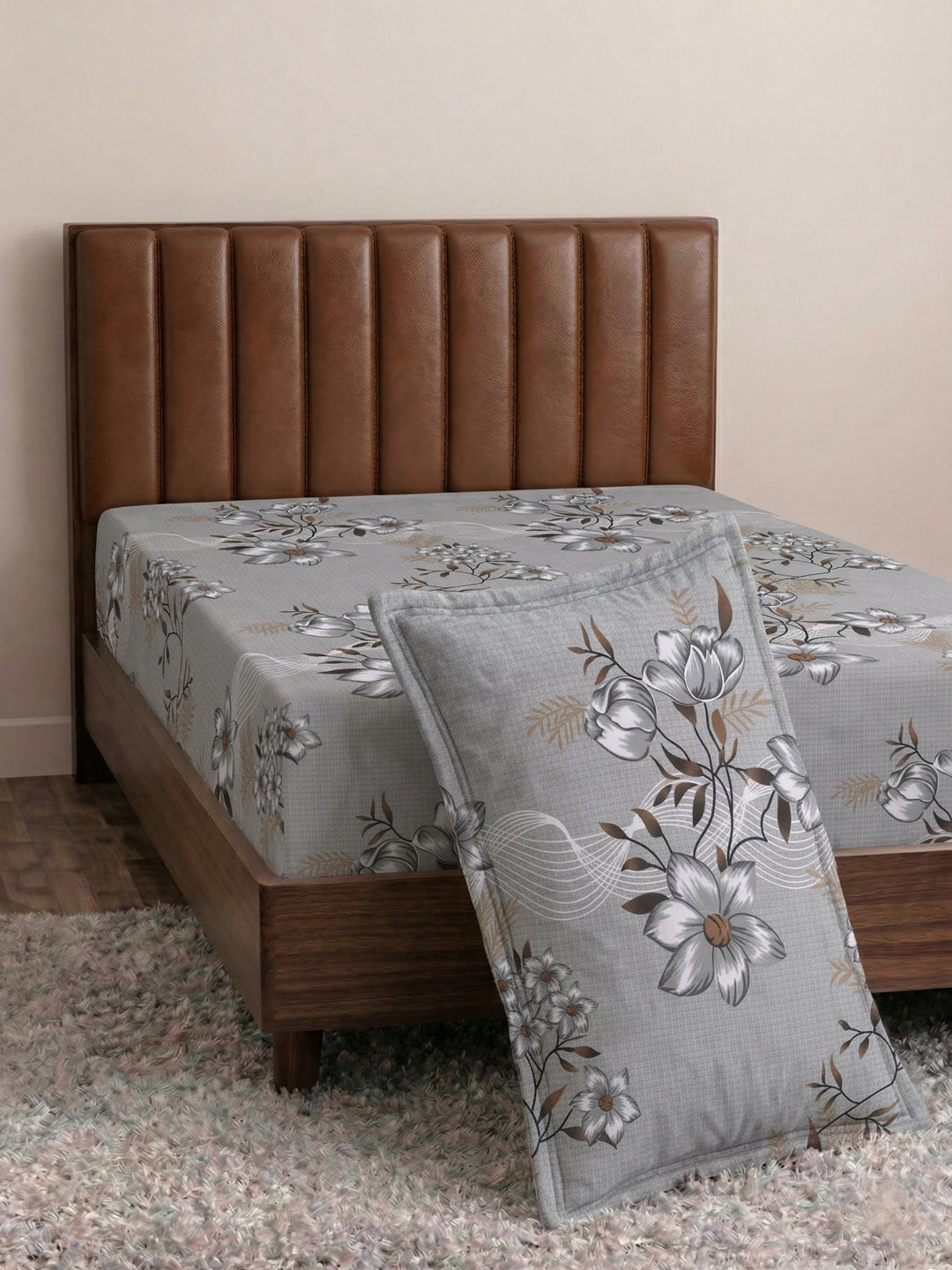 130 GSM Polyester Single Bed Bedsheet with 1 Pillow Cover Decoy Collection