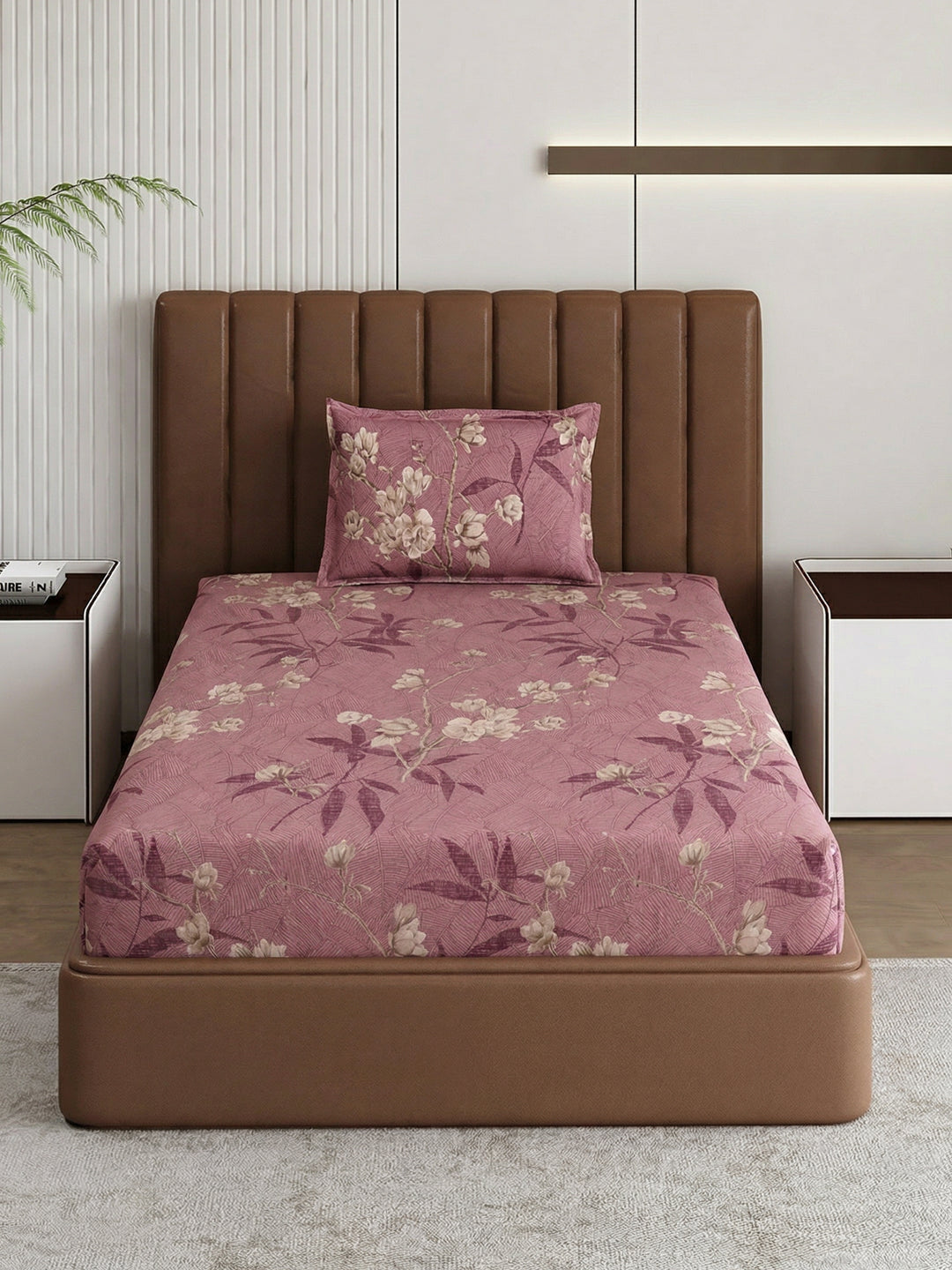130 GSM Polyester Single Bed Bedsheet with 1 Pillow Cover Decoy Collection