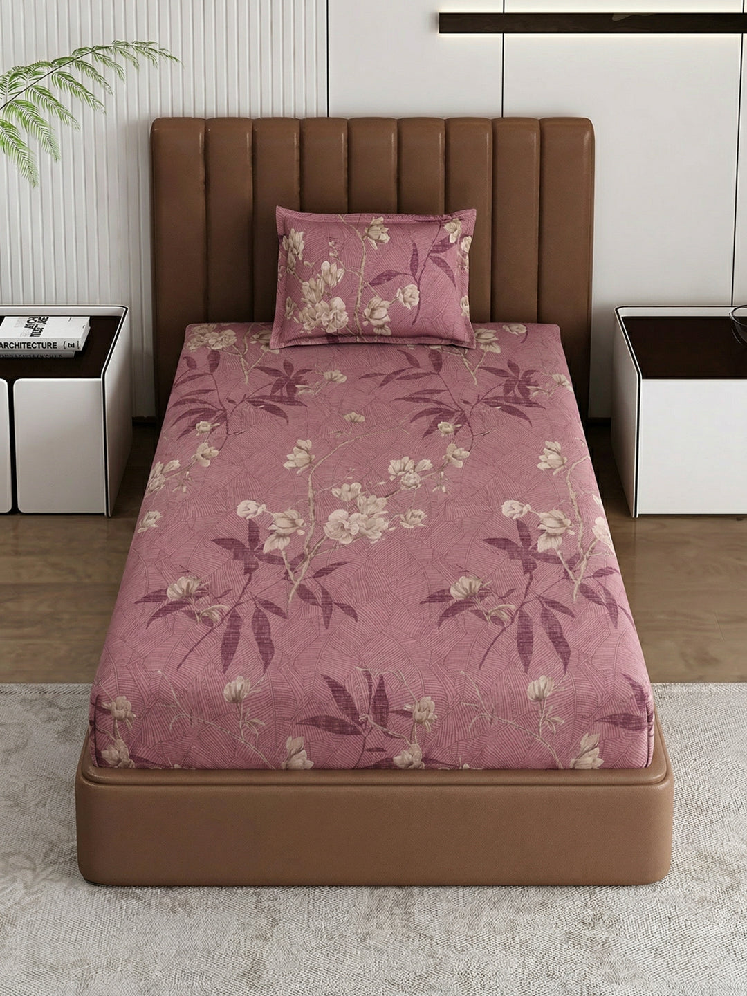130 GSM Polyester Single Bed Bedsheet with 1 Pillow Cover Decoy Collection