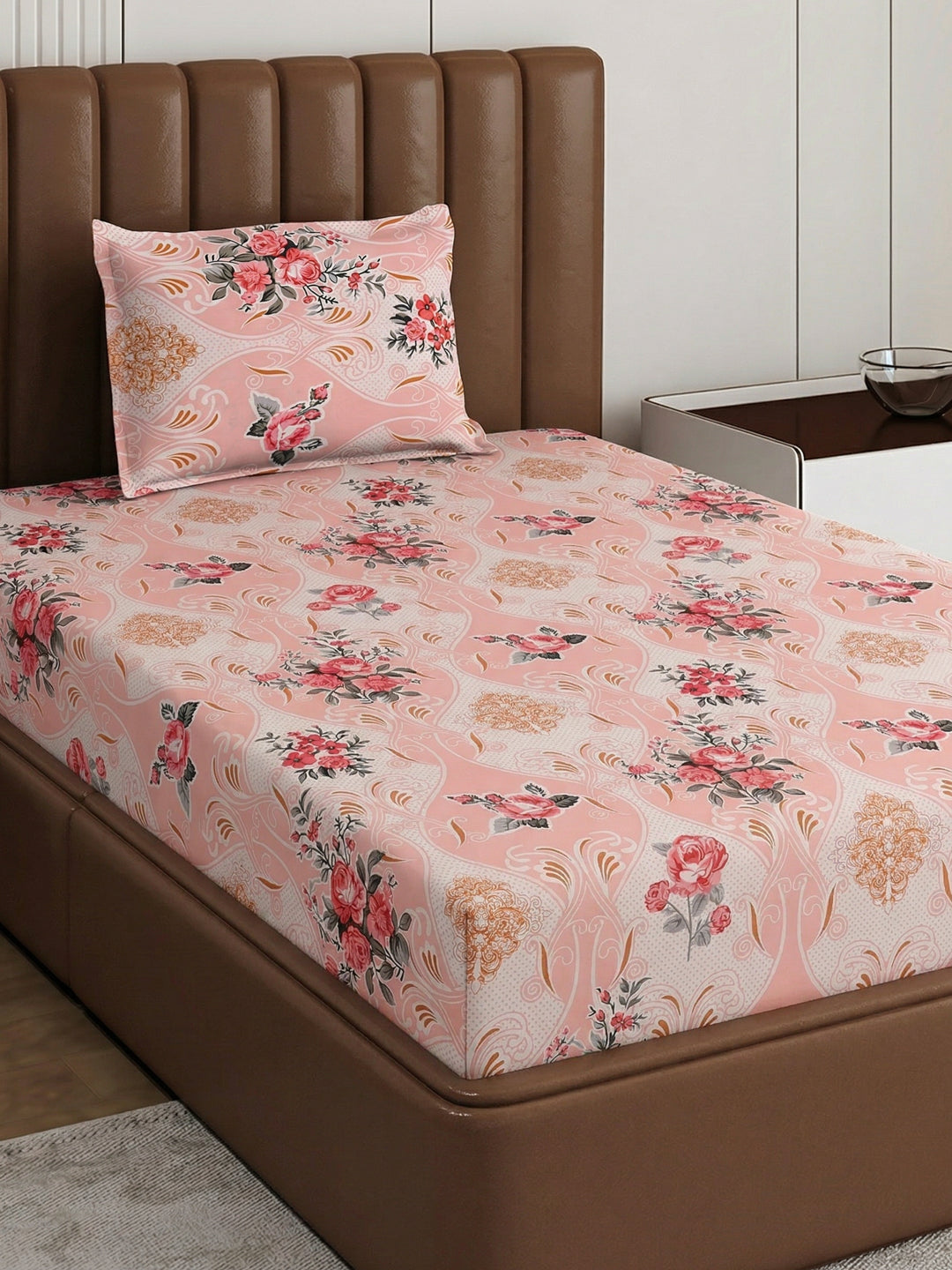 130 GSM Polyester Single Bed Bedsheet with 1 Pillow Cover Decoy Collection