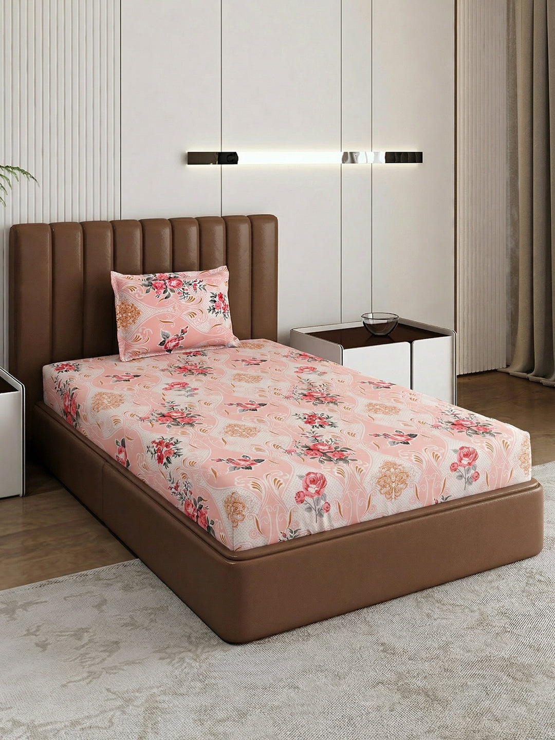 130 GSM Polyester Single Bed Bedsheet with 1 Pillow Cover Decoy Collection