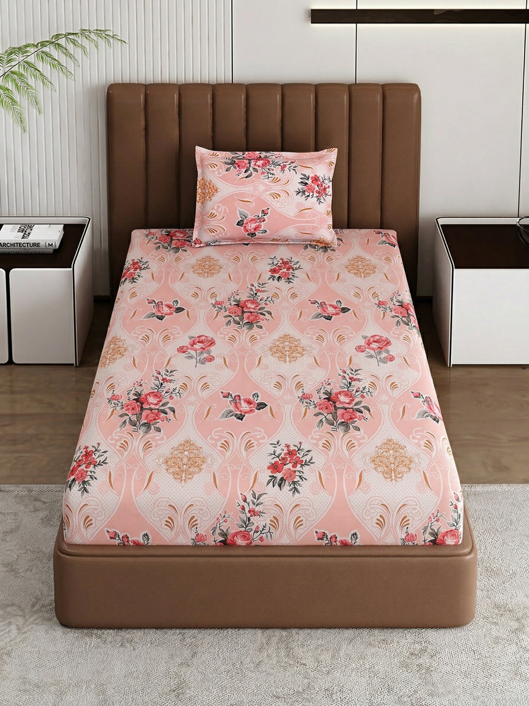 130 GSM Polyester Single Bed Bedsheet with 1 Pillow Cover Decoy Collection
