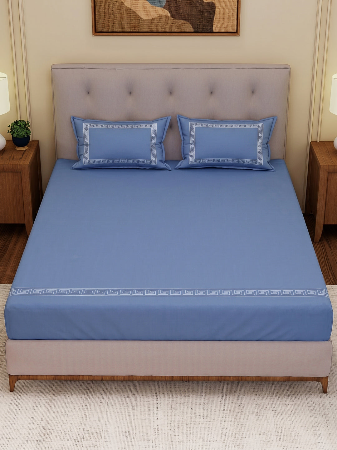 Premium 110 GSM Polyester King Size Bedsheet with 2 Pillow Covers Elite Embroidery Collection