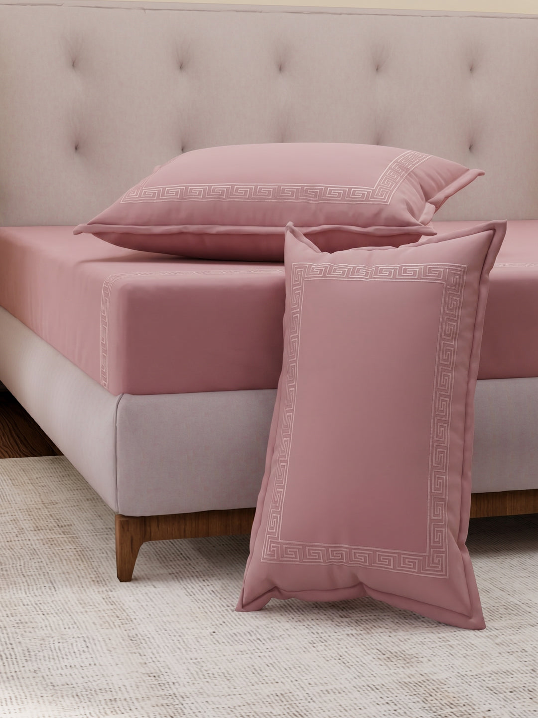 Premium 110 GSM Polyester King Size Bedsheet with 2 Pillow Covers Elite Embroidery Collection
