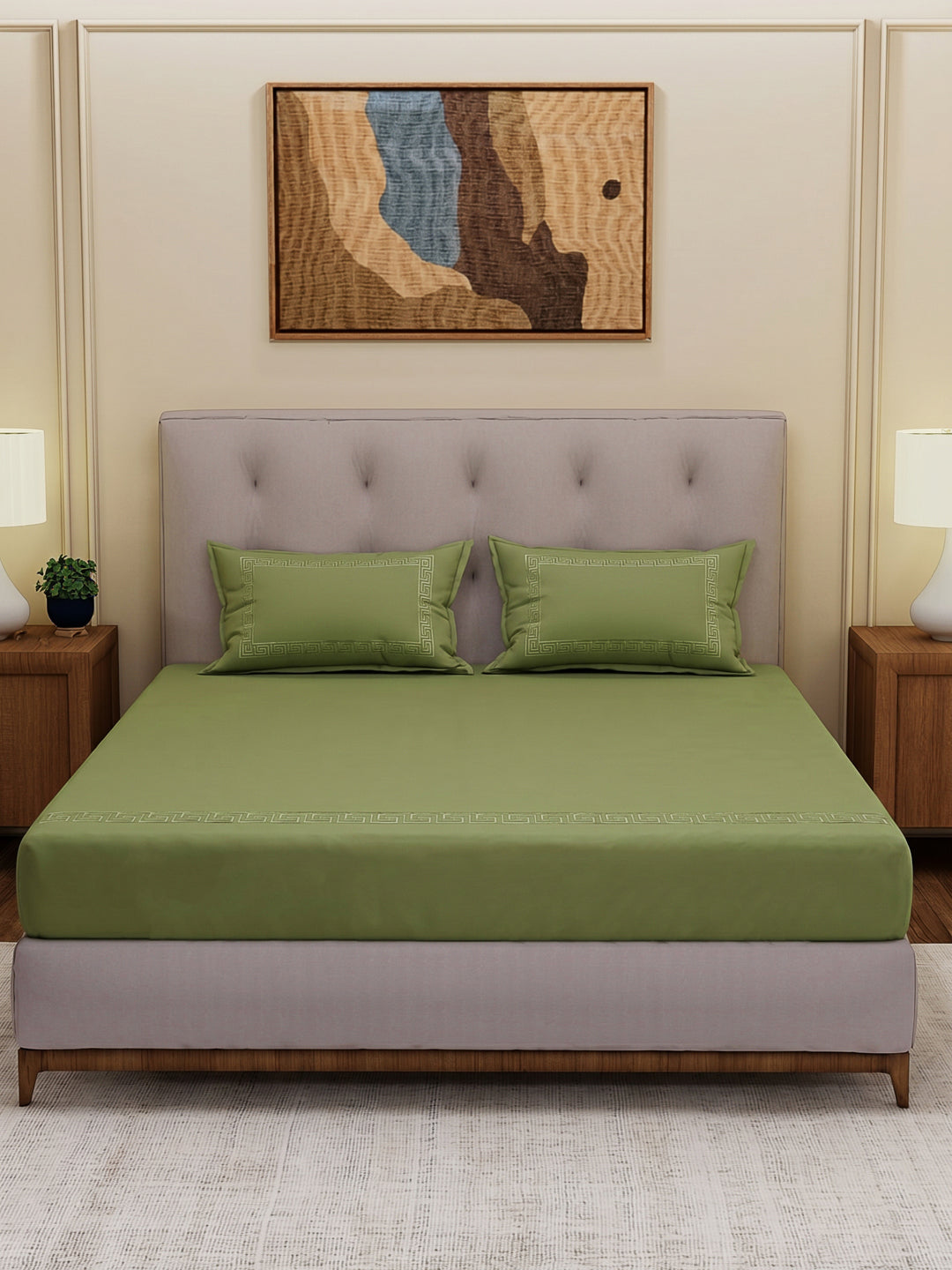 Premium 110 GSM Polyester King Size Bedsheet with 2 Pillow Covers Elite Embroidery Collection