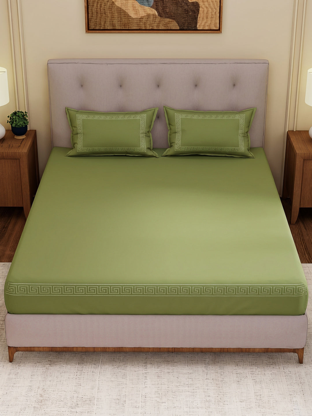 Premium 110 GSM Polyester King Size Bedsheet with 2 Pillow Covers Elite Embroidery Collection