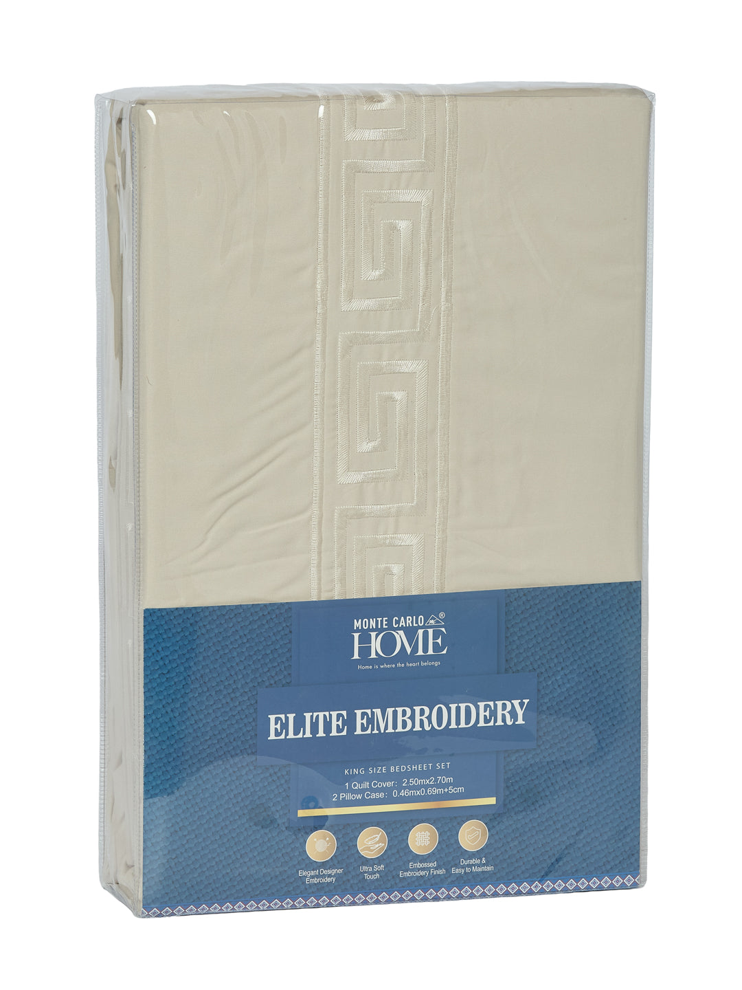 Premium 110 GSM Polyester King Size Bedsheet with 2 Pillow Covers Elite Embroidery Collection