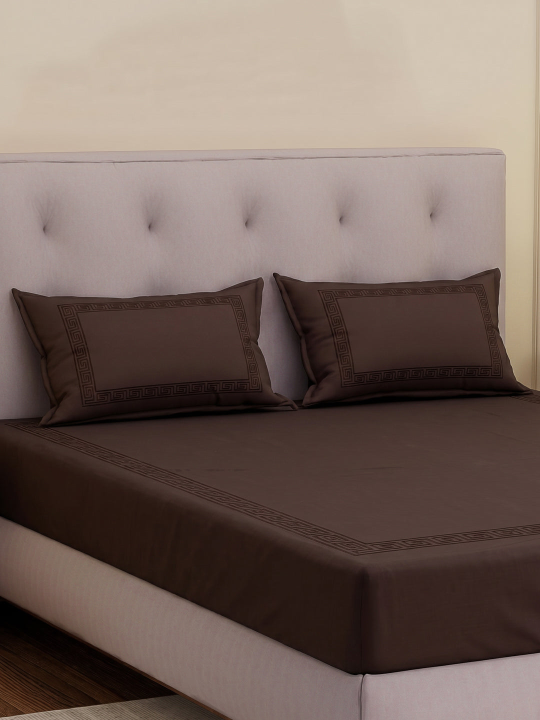 Premium 110 GSM Polyester King Size Bedsheet with 2 Pillow Covers Elite Embroidery Collection