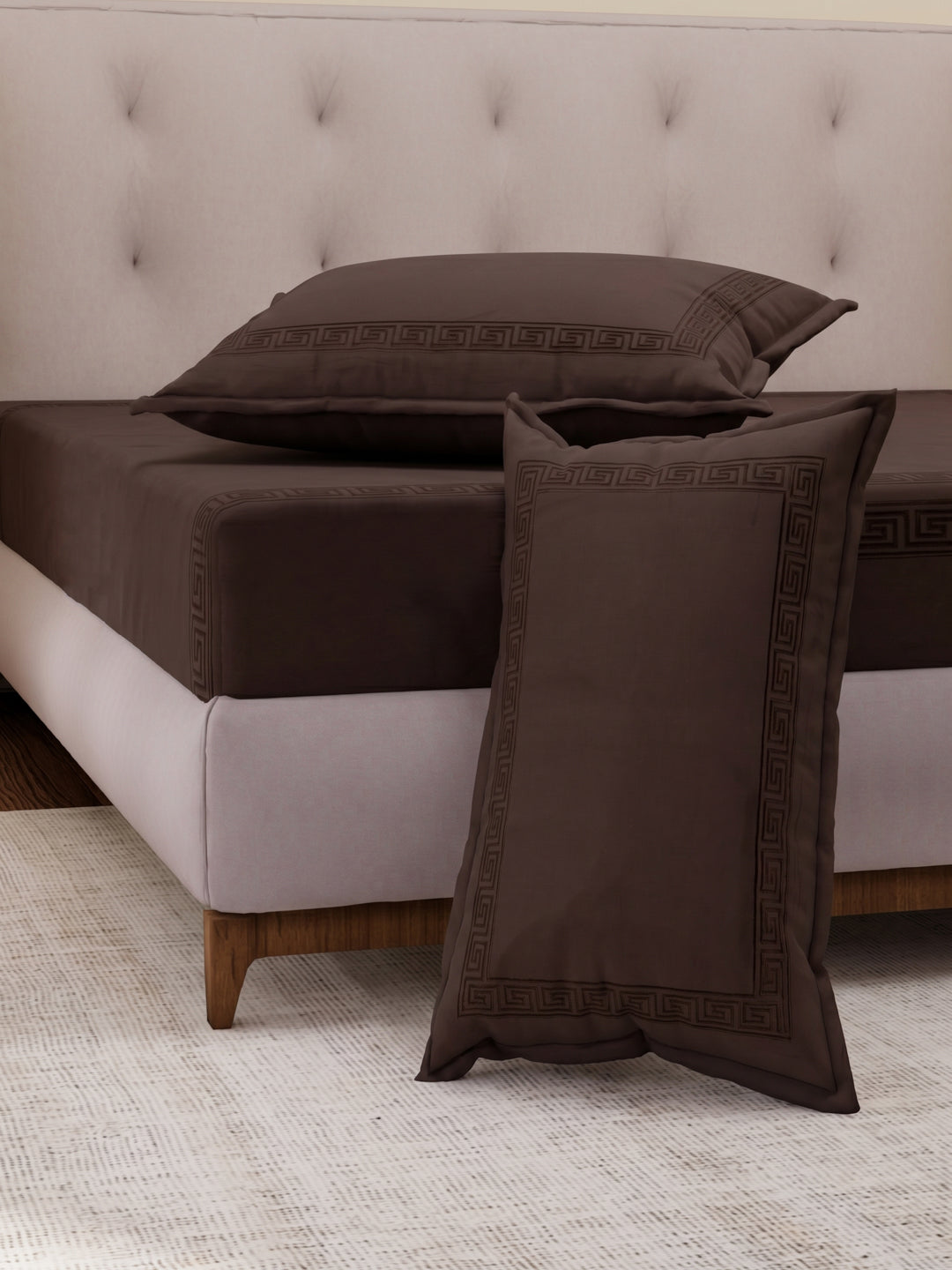 Premium 110 GSM Polyester King Size Bedsheet with 2 Pillow Covers Elite Embroidery Collection