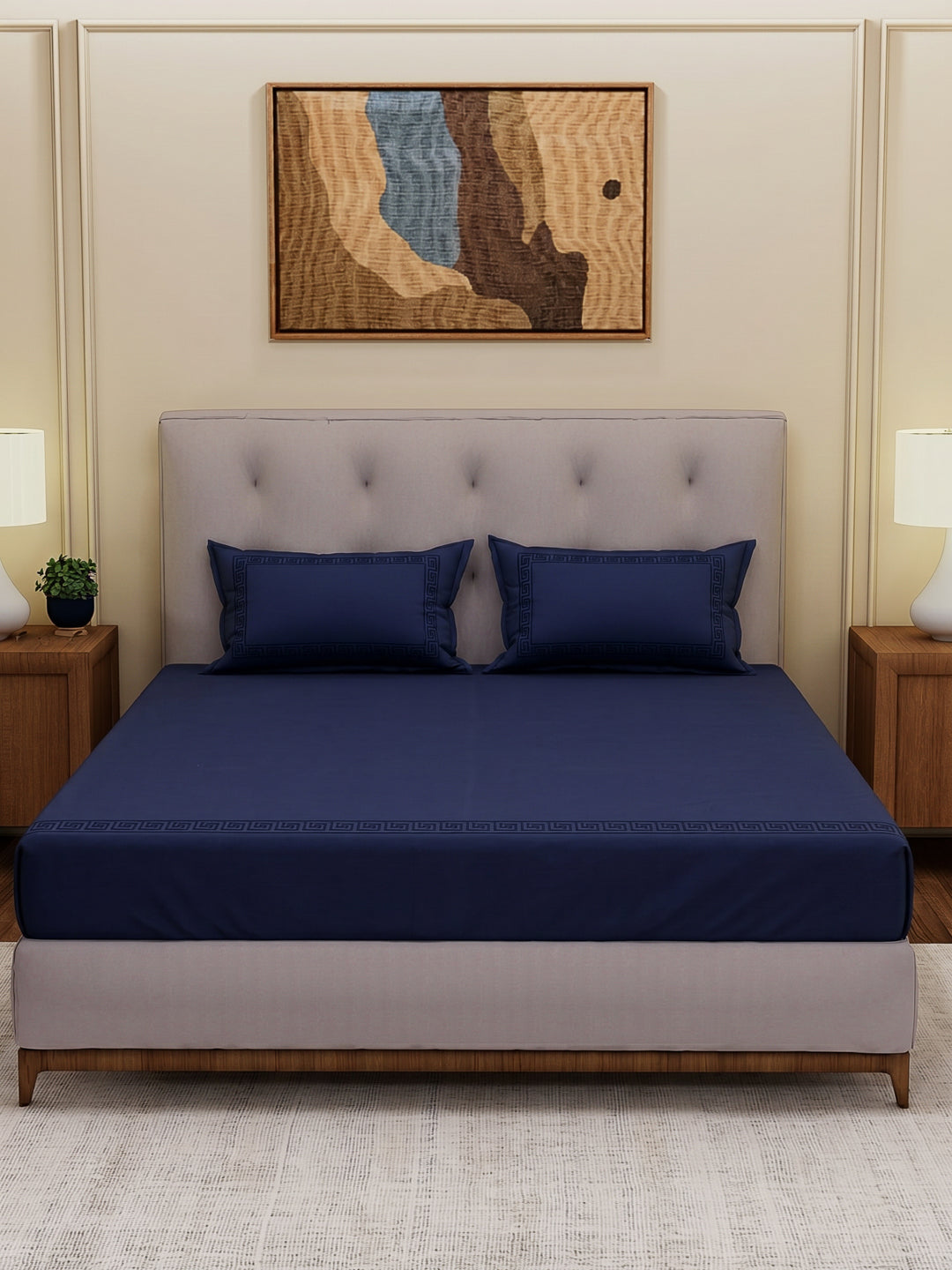 Premium 110 GSM Polyester King Size Bedsheet with 2 Pillow Covers Elite Embroidery Collection