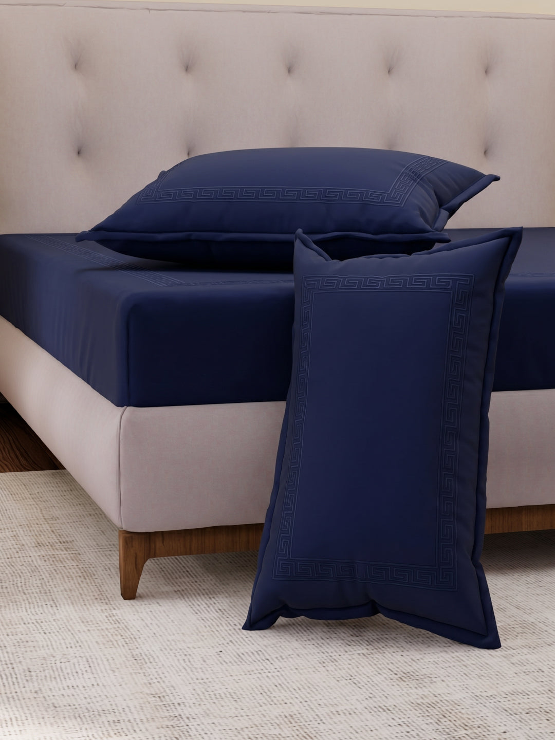 Premium 110 GSM Polyester King Size Bedsheet with 2 Pillow Covers Elite Embroidery Collection