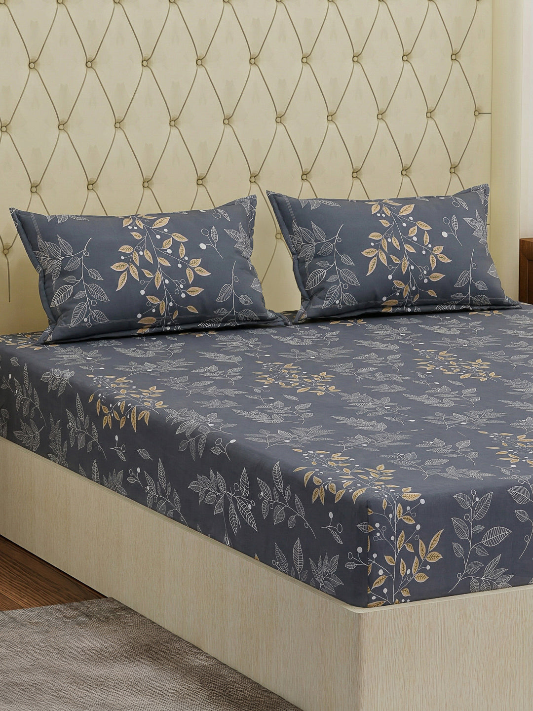 130 GSM Polyester Double Bed Bedsheet with 2 Pillow Covers Fashnik Collection