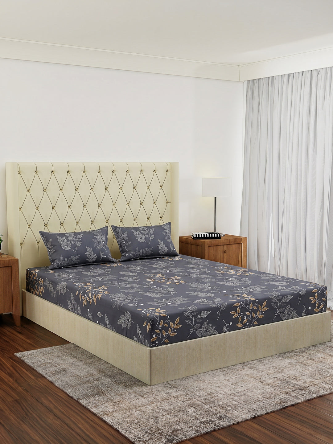 130 GSM Polyester Double Bed Bedsheet with 2 Pillow Covers Fashnik Collection