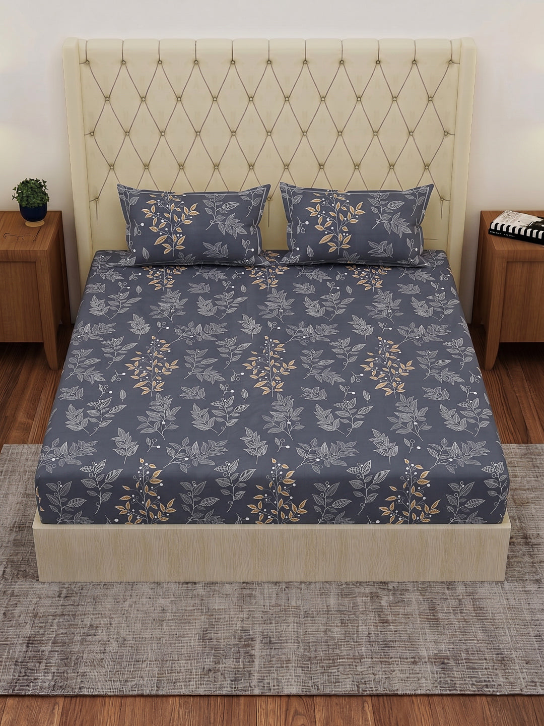 130 GSM Polyester Double Bed Bedsheet with 2 Pillow Covers Fashnik Collection