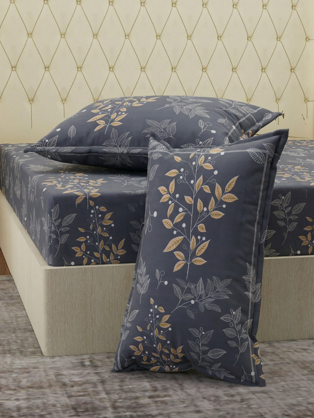 130 GSM Polyester Double Bed Bedsheet with 2 Pillow Covers Fashnik Collection