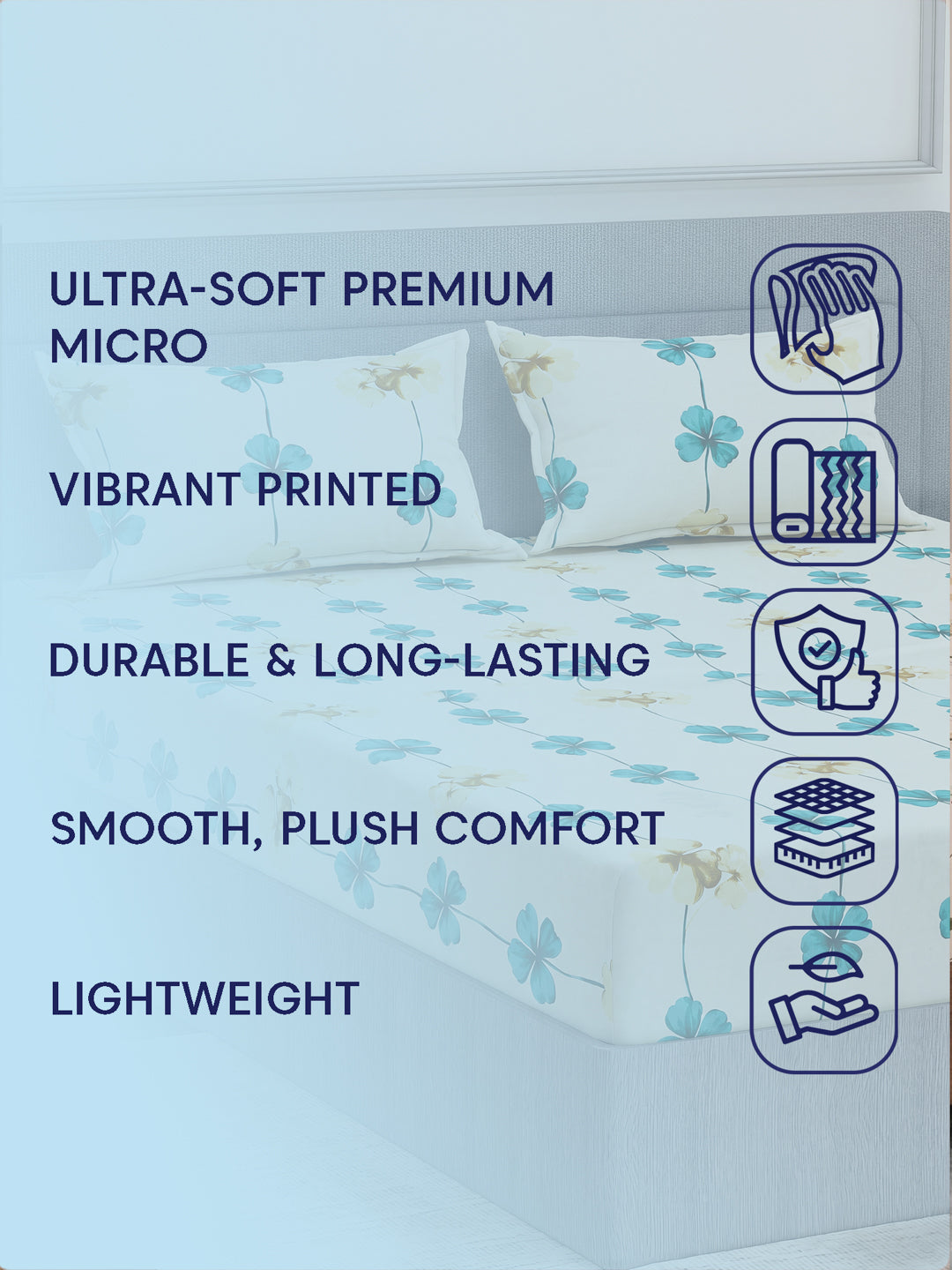130 GSM Polyester Double Bed Bedsheet with 2 Pillow Covers Fashnik Collection
