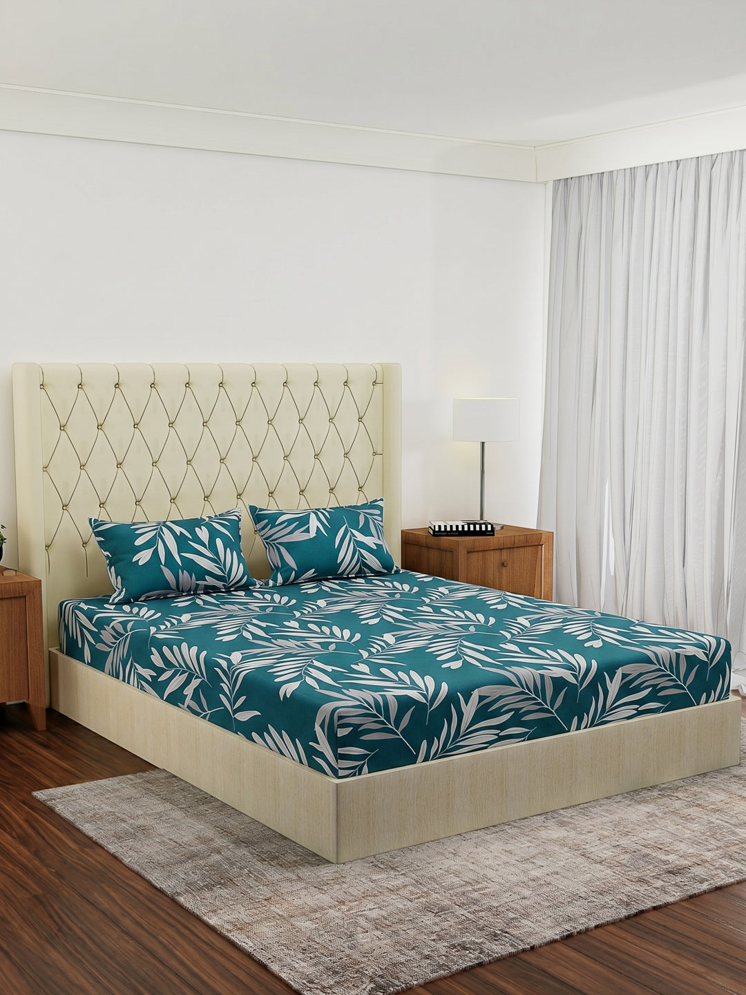 130 GSM Polyester Double Bed Bedsheet with 2 Pillow Covers Fashnik Collection