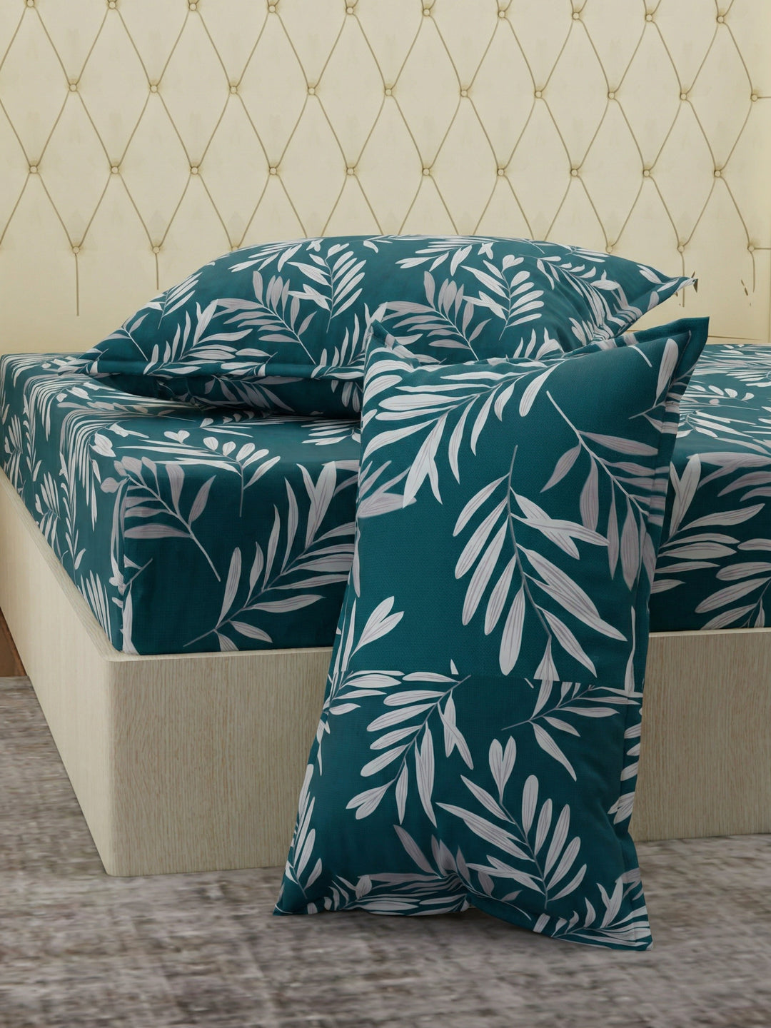 130 GSM Polyester Double Bed Bedsheet with 2 Pillow Covers Fashnik Collection