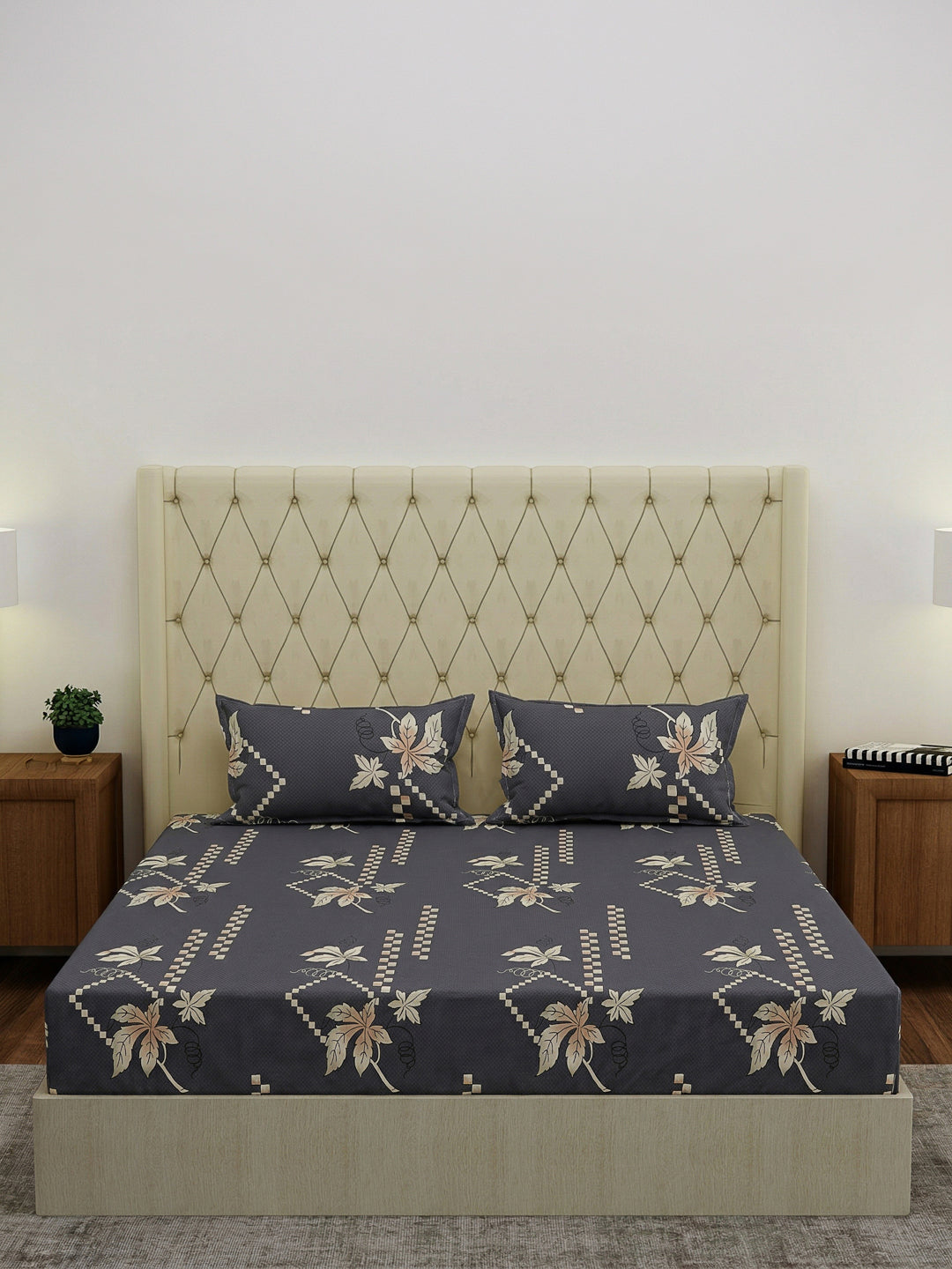 130 GSM Polyester Double Bed Bedsheet with 2 Pillow Covers Fashnik Collection
