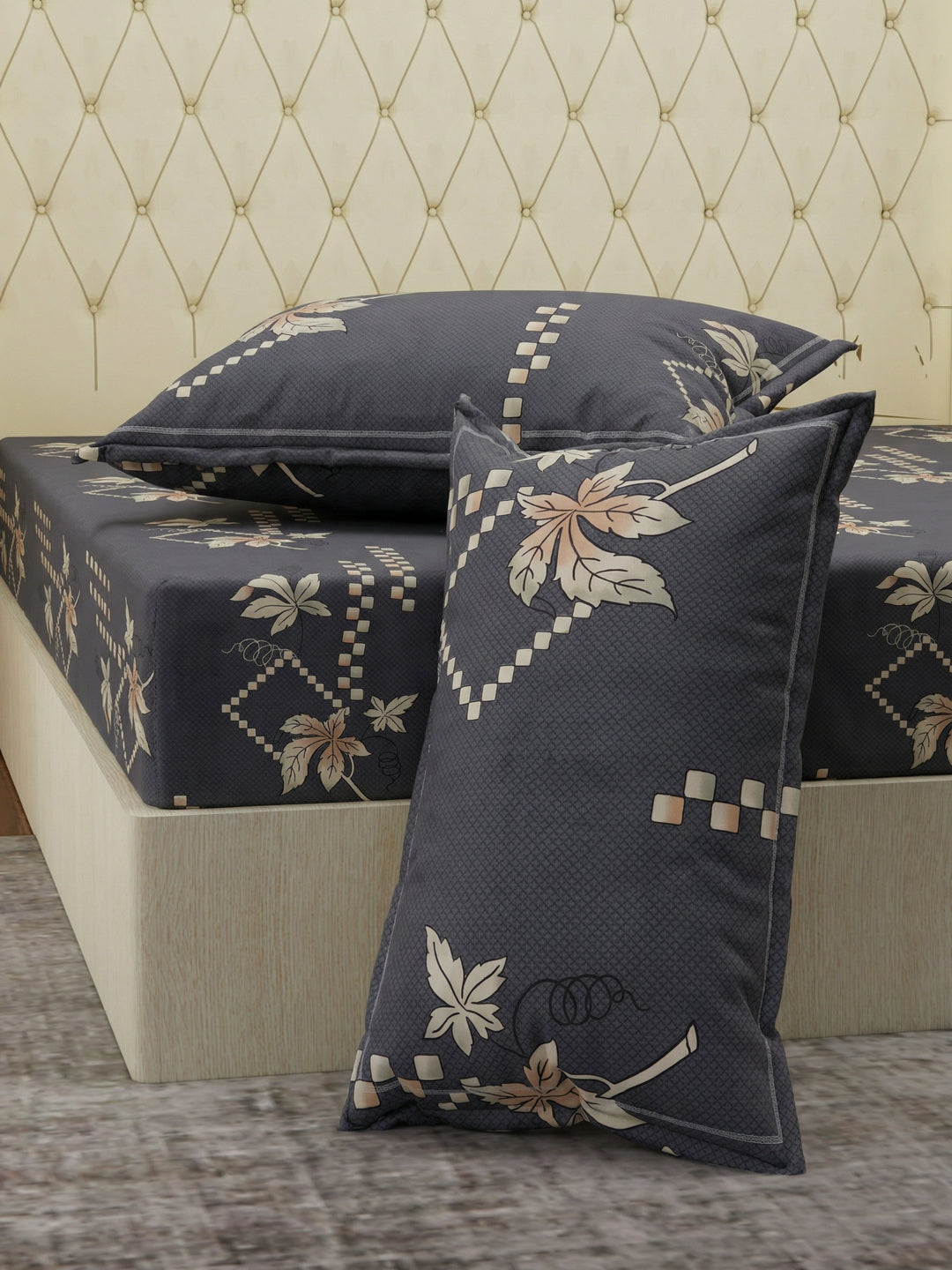 130 GSM Polyester Double Bed Bedsheet with 2 Pillow Covers Fashnik Collection