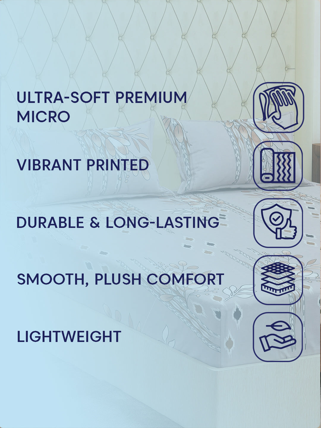 130 GSM Polyester Double Bed Bedsheet with 2 Pillow Covers Fashnik Collection