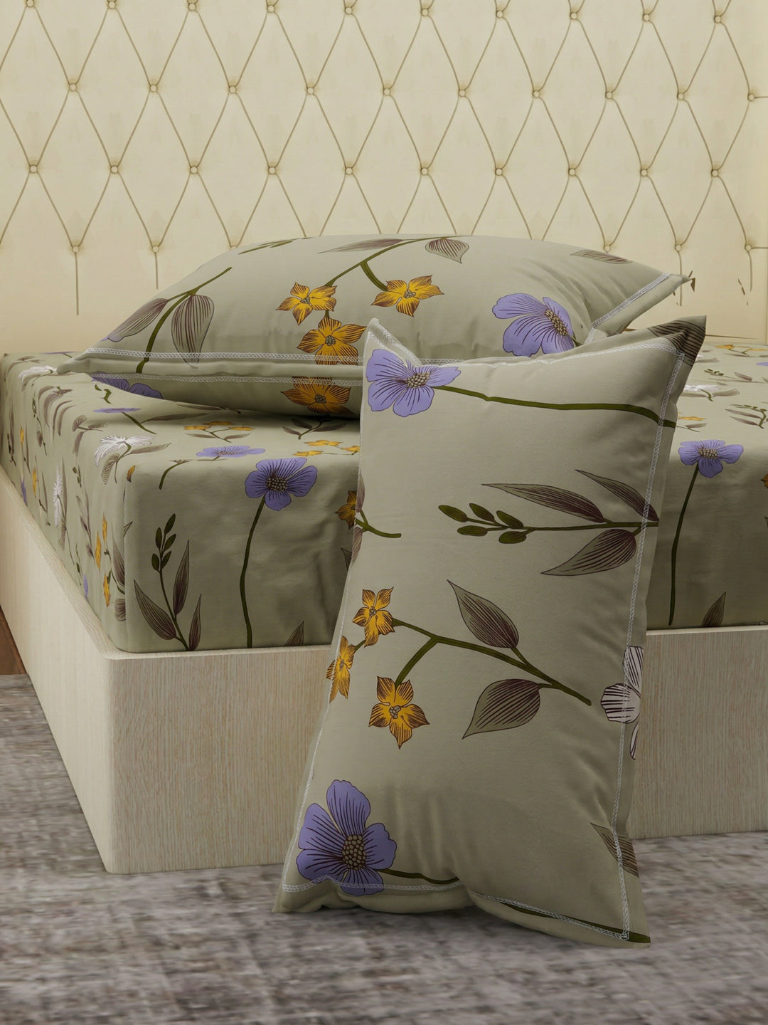 130 GSM Polyester Double Bed Bedsheet with 2 Pillow Covers Fashnik Collection